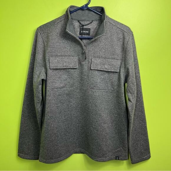 NWT
 Prana men’s Brookland 1/4 Zip Wool Blend Sweater in gravel grey Size S - Picture 2 of 10